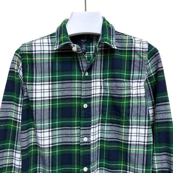 Gap Kids Plaid Flannel Shirt Boy’s Size L/ 10-11 yrs, Green Navy Blue - Picture 3 of 11